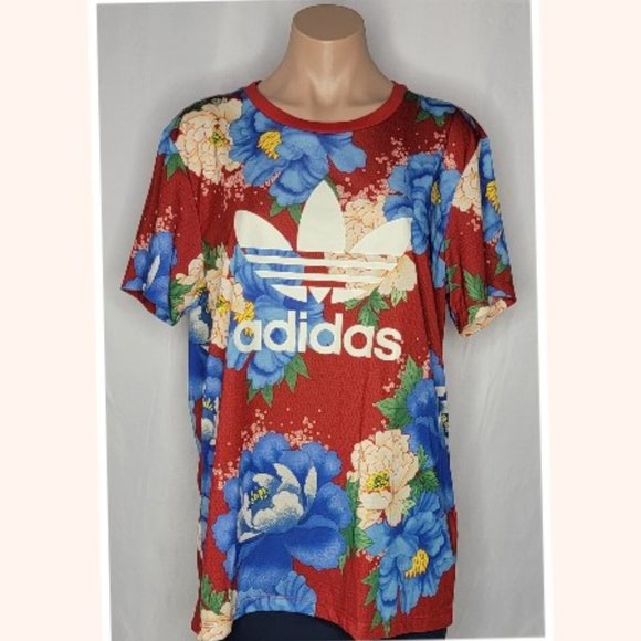 ADIDAS WOMEN C BF TREFOIL TEE IN RED SIZE M - Picture 2 of 8